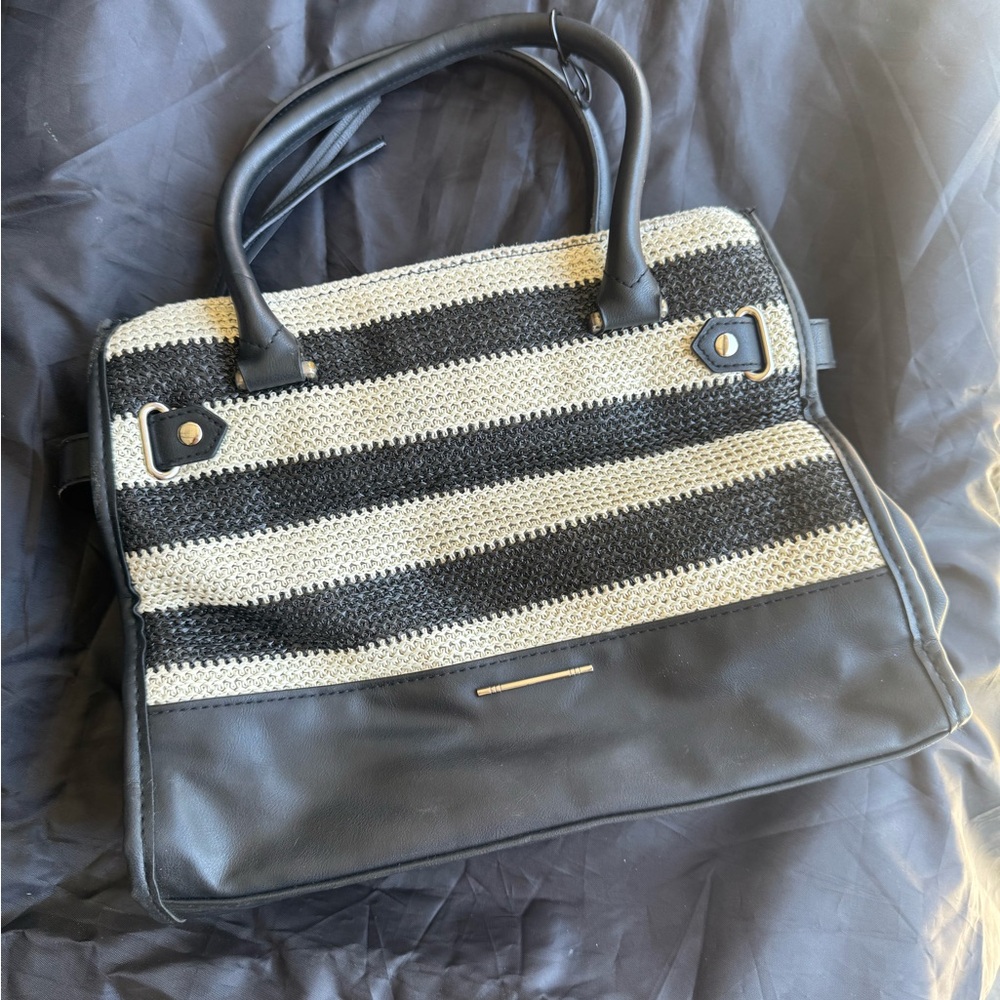 Black and White Striped Women's Bag